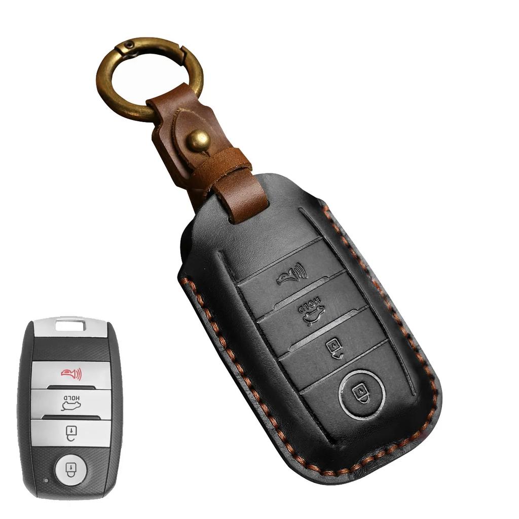 Leather 3 4 Button Car Remote Key Case Cover For Kia Sportage Cerato Optima K2 K3 K4 K5 Rio Picanto K2 Soul Sorento Ski Sedona