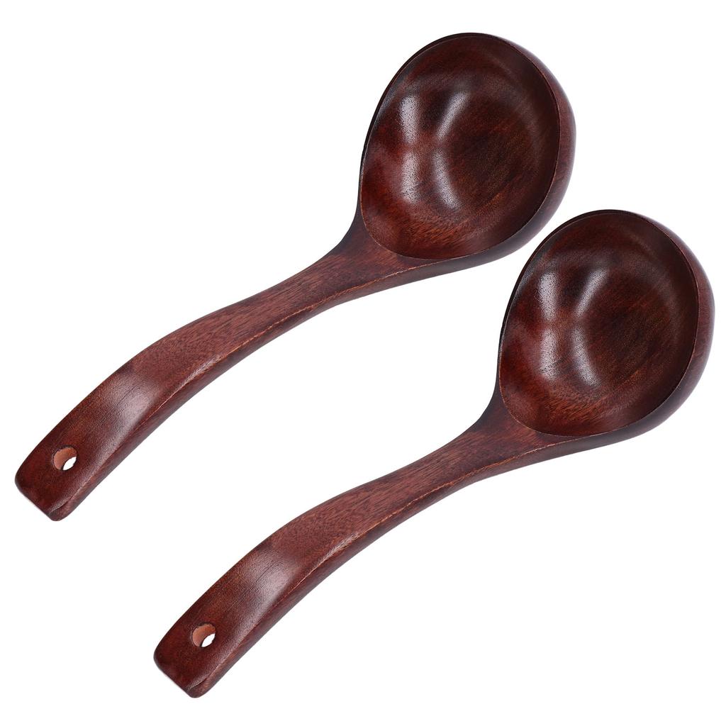 2Pcs Wooden Spoon Wood Scoop Ladle Long Handle Set Kit for Porridge Coffee Dessert9cm Spoon Width