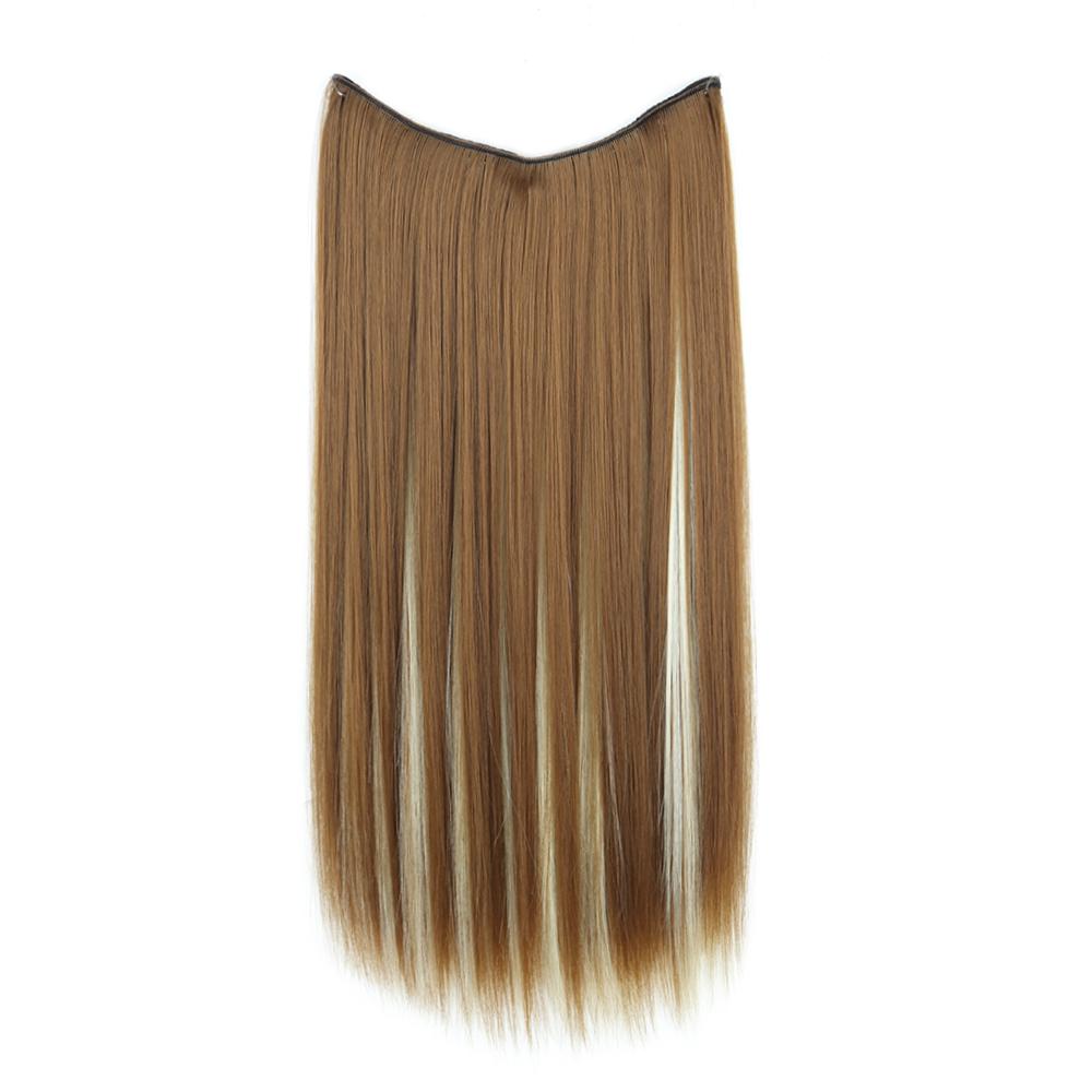 MISS WIG Women Long Straight Invisible Hair Extensions Synthetic Fiber Natural Hairpiece Fish Line Daily Wear Cosplay Hair