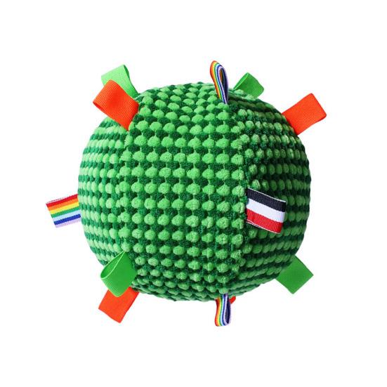 

Мячик-игрушка для собак с колокольчиком, устойчивый к укусам, плюшевый мячик, интерактивная игрушка для прорезывания зубов и чистки шерсти у собак мелких, средних и крупных пород. зелёный