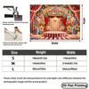 2D Circus Stage Background, Red Striped Tent with Platform & Balloons Themed Backdrop
