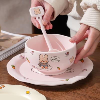Children'S Breakfast Tableware Set Cartoon Cute Household Ceramic Bowls, High-Value Cups, Souvenir Gifts