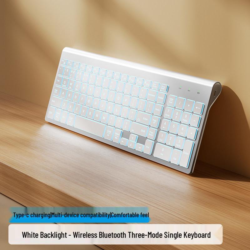 Dual-Mode Backlit Bluetooth Wireless Keyboard & Mouse Set with Eight-Color Lighting