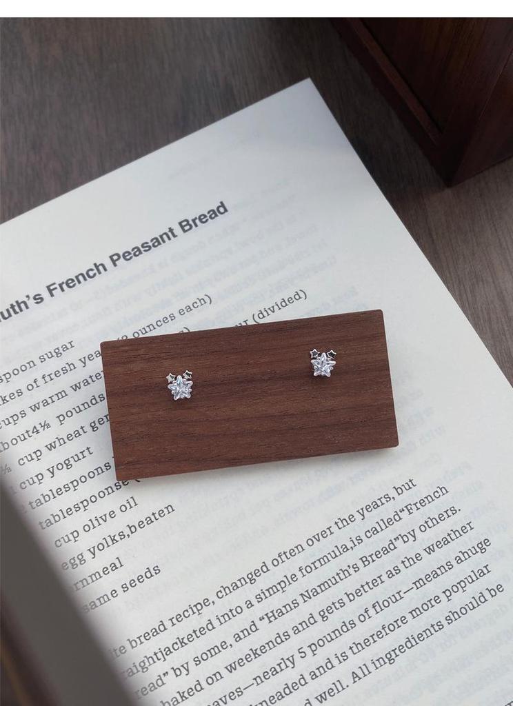 S999 Sterling Silver Shiny Star Stud Earrings for Women - Small, Elegant, Exquisite Ins Style Jewelry