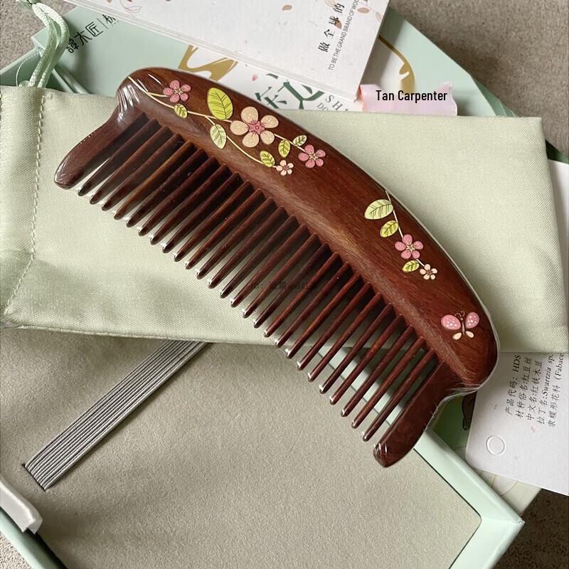 Tan Mujiang Spring Dawn Red Ironwood Comb Gift Set