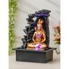 Golden Brown Polyresin Tabletop Lord Shiv 4 Step Indoor Water Fountain for Home Decor with LED,