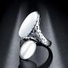 New Bohemian White Opal Ring  Color Big Oval Opal Cross Rings For Women Vintage Jewelry Drop Shipping