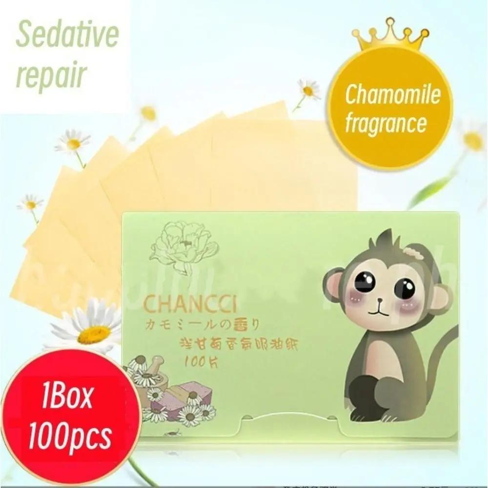 100PCS Fragrance Facial Oil Absorbing Paper Bamboo Charcoal Natural Green Tea Anti-Grease Paper Portable Oil Blotting Paper