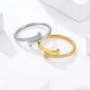 Fashion light luxury double t diamond-encrusted titanium steel ring, female niche design advanced sense does not fade index finger ring