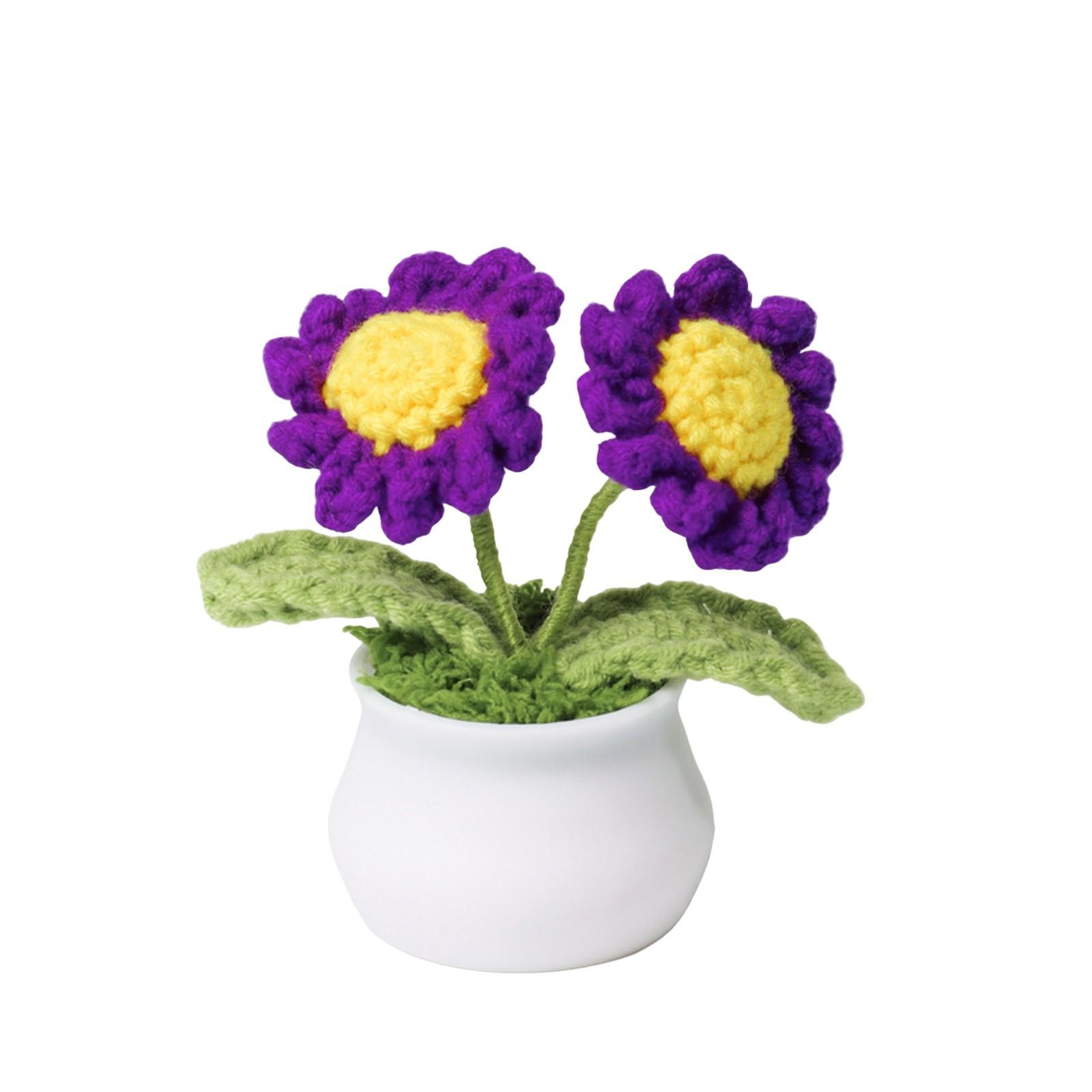 

Одиночный вязаный крючком цветочный горшок для маргариток - разноцветный декоративный цветок для дома или подарка (Выберите свой любимый цвет) One Size