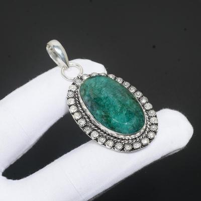 Emerald Gemstone Handmade 925 Sterling Silver Jewelry Pendant Designer Pendant Jewelry Emerald Gemstone Pendant For Gift