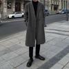 Men's Korean Style Over-the-Knee Wool Winter Coat - Thickened, Mid-Length, Loose Fit