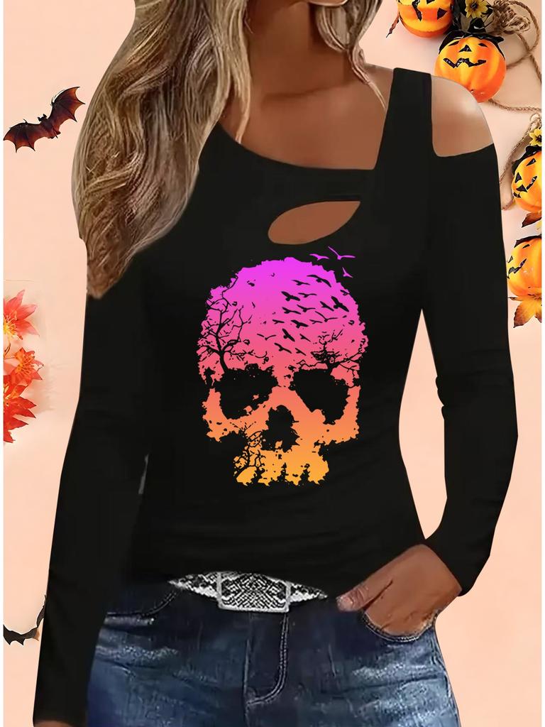 Fashion Painting Blouses Long Sleeved T Shirts Casual Skirt Tops