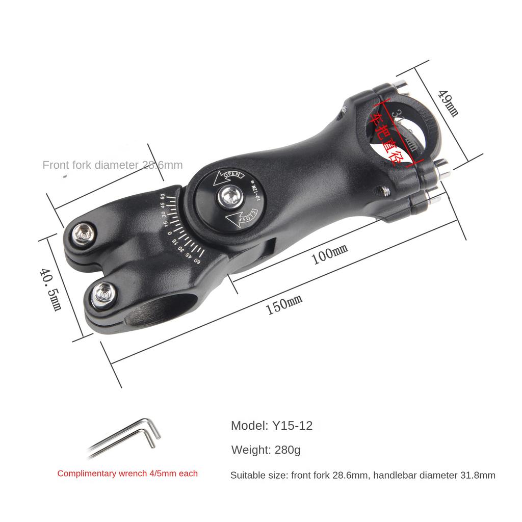 MTB Road Bike Adjustable Stem Bicycle Handlebar Stem 31.8mm /25.4mm Ultralight Aluminum Alloy Bike Stem Riser Parts
