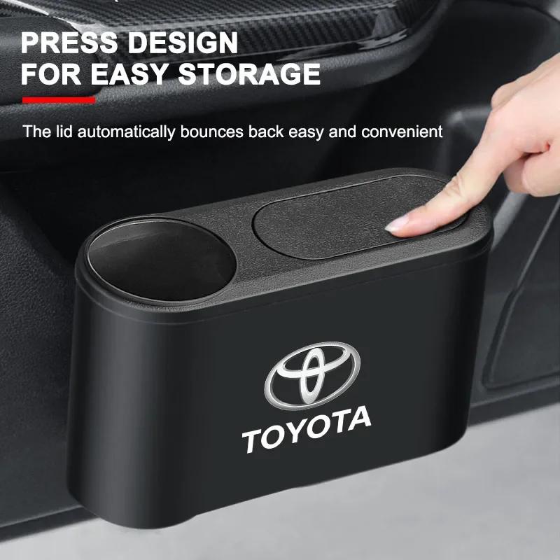 Can Auto Emblem Garbage Box Bin Storage Trash Car Accessories For Toyota Chr Corolla Yaris Rav4 E150 E120 Land Cruiser 200