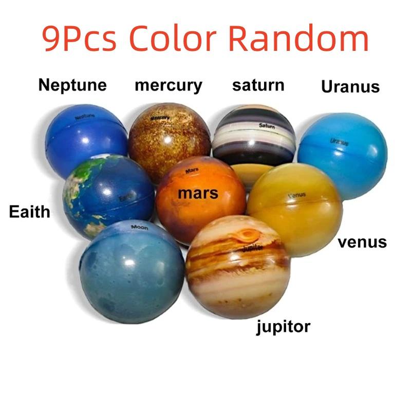 

9/12Pcs Pu Earth Sponge Ball Toy Hand Wrist Exercise Squeezing Foam Ball Educational Gift Planets Sponge Globe Decompression Toy