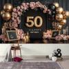 Elegant 50th Birthday Party Background - "Happy Birthday" Design Roses Candles and Balloons Birthday Party Decorations