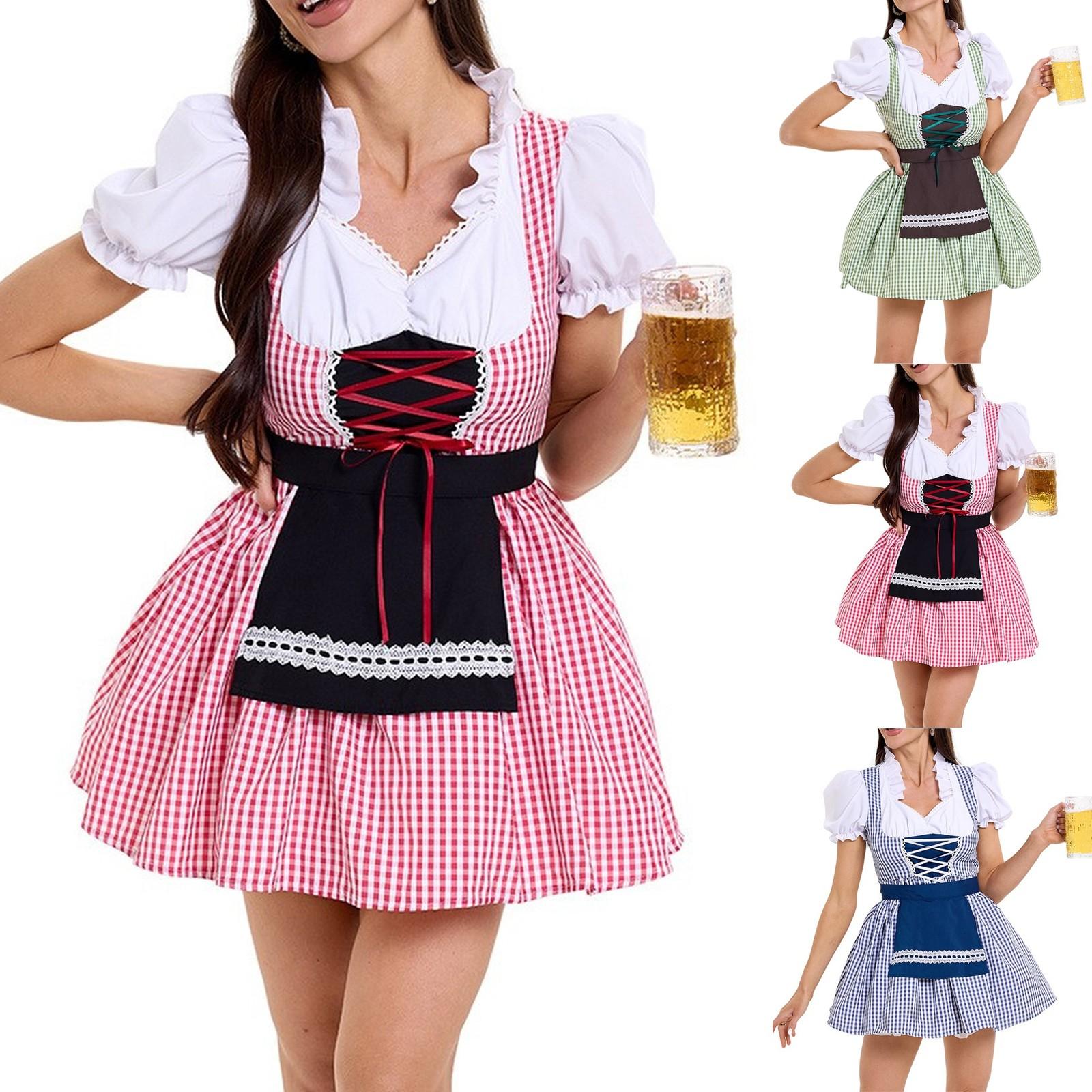 

Dress For Women Women s Dress Beer Dress Checkered Dress German Beer Festival Dress XL червоний