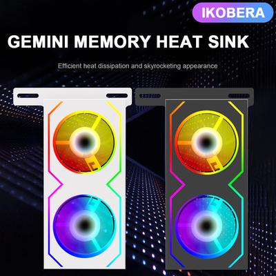 RAM Memory Cooler ARGB 600-3600RPM 4Pin PWM/5V 3Pin Memory Cooling Radiator with Dual 5020 Cooling Fans for DDR4 DDR5 RAM Cooler