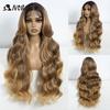 Noble Synthetic Lace Front Wigs For Women 30" Long Body Wave Lace Wig Ombre Brown Blonde Highlight  Heat Resistant Cosplay Wigs