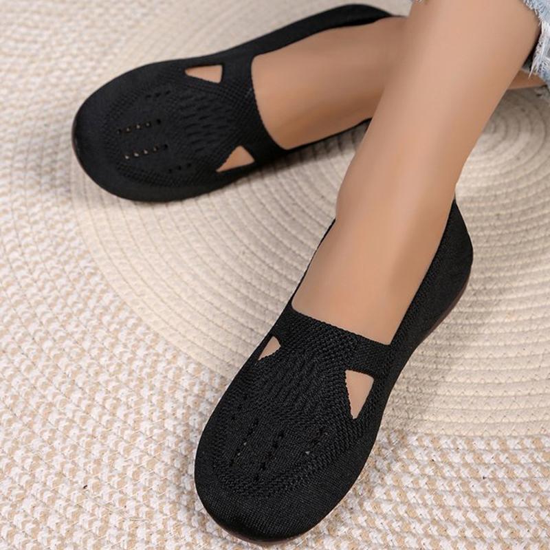 Fashion Summer/autumn Breathable Mesh Flats Shoes Woman Non-Slip Hollow Cloth Women Soft Bottom Plus Size Single Shoes for Women