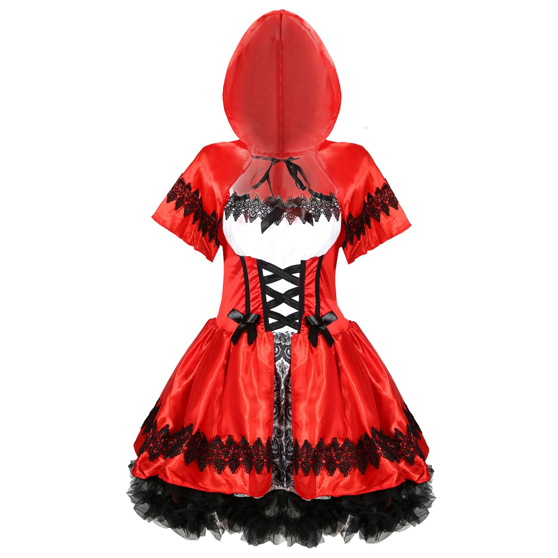 

Large size foreign trade European and American women s Halloween women s clothing Cosplay Little Red Riding Hood costume, game uniform S