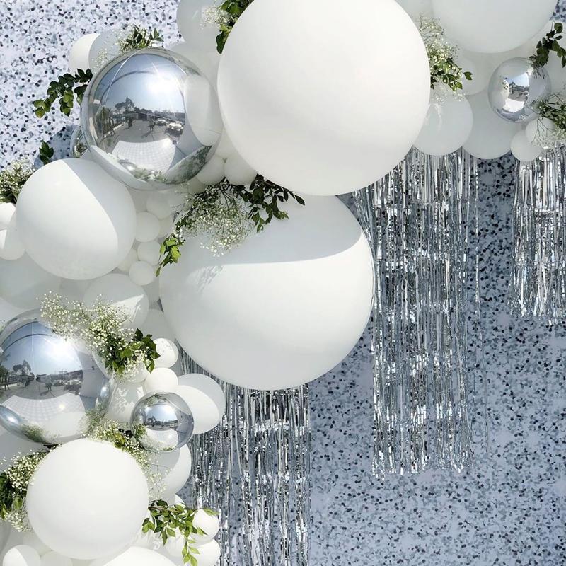 125pcs Silver 4D White Balloon Arch Garland Kit Wedding Decoration Baby Shower Birthday Party Decor Confetti Balloon