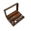 Retro Wood Grain 12-Slot PU Leather Watch Storage Box - In Stock