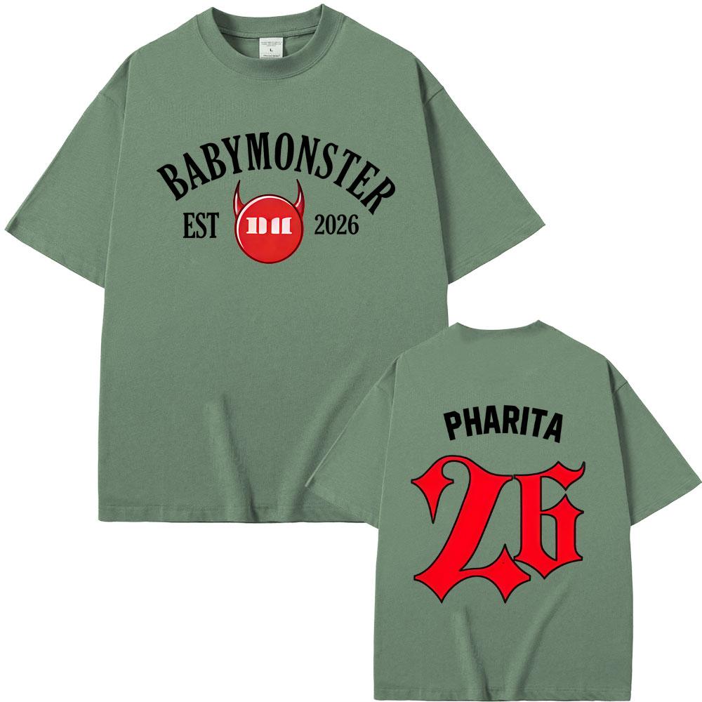 Babymonster 2026 Merch T-Shirt Ahyeon Asa Rami Rora Ruka Pharita Chiquita Grafik-T-Shirts Unisex Damenmode Popmusik T-Shirts