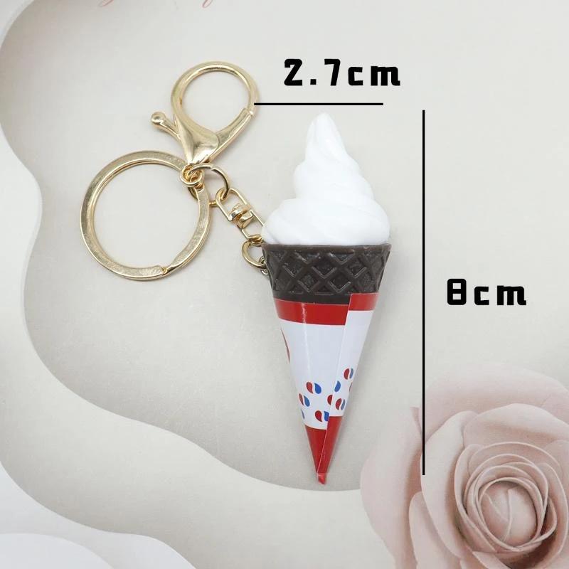 1Pcs Cute Ice Cream Keychain Mini Simulation Chocolate Pendant Versatile Bag Charm For Daily Decoration