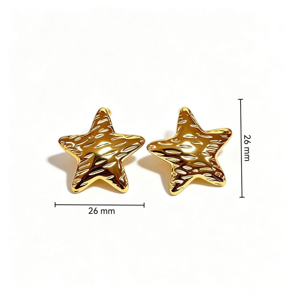 High-End Gold Star Stainless Steel Earrings