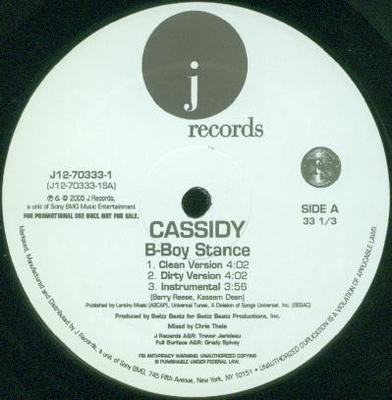12inch Record CASSIDY - B-Boy Stance / A.M. To P.M. J12703331 J Records 2005 US Rap & Hip-Hop/R&B Used