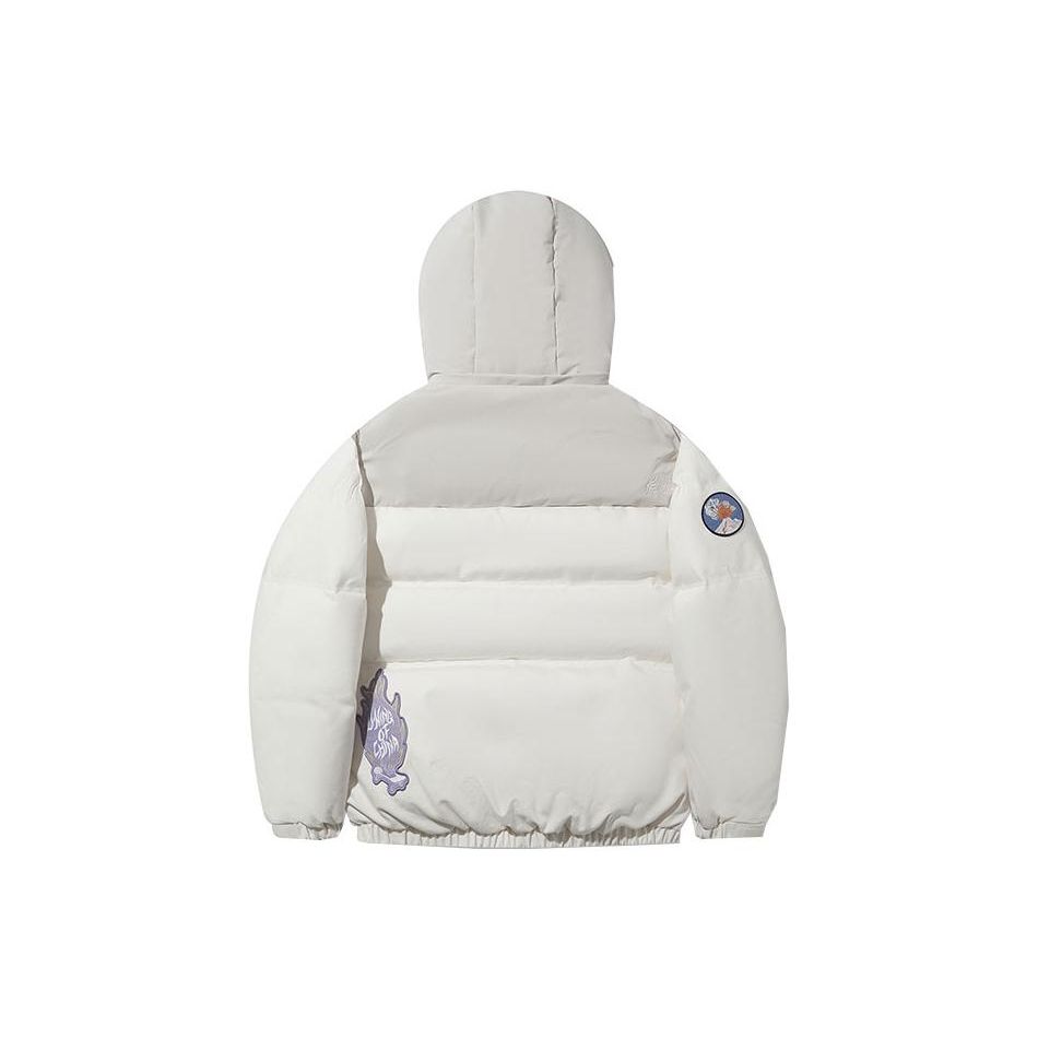 Li Ning Color Block Letter Reißverschluss Kapuzen Daunenjacke Herren Oberbekleidung Off-White AYMT047-2