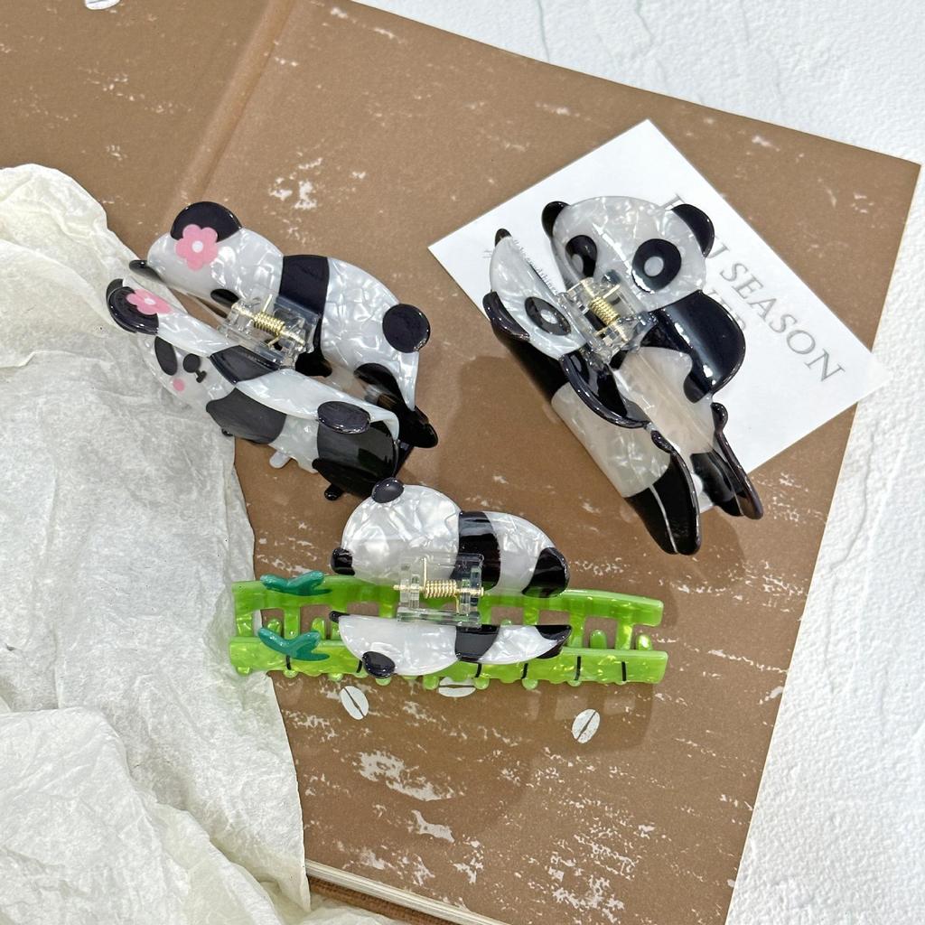 Okouzlující panda kreslená spona do vlasů - Vysoce kvalitní žraločí spona pro updo pro dívky