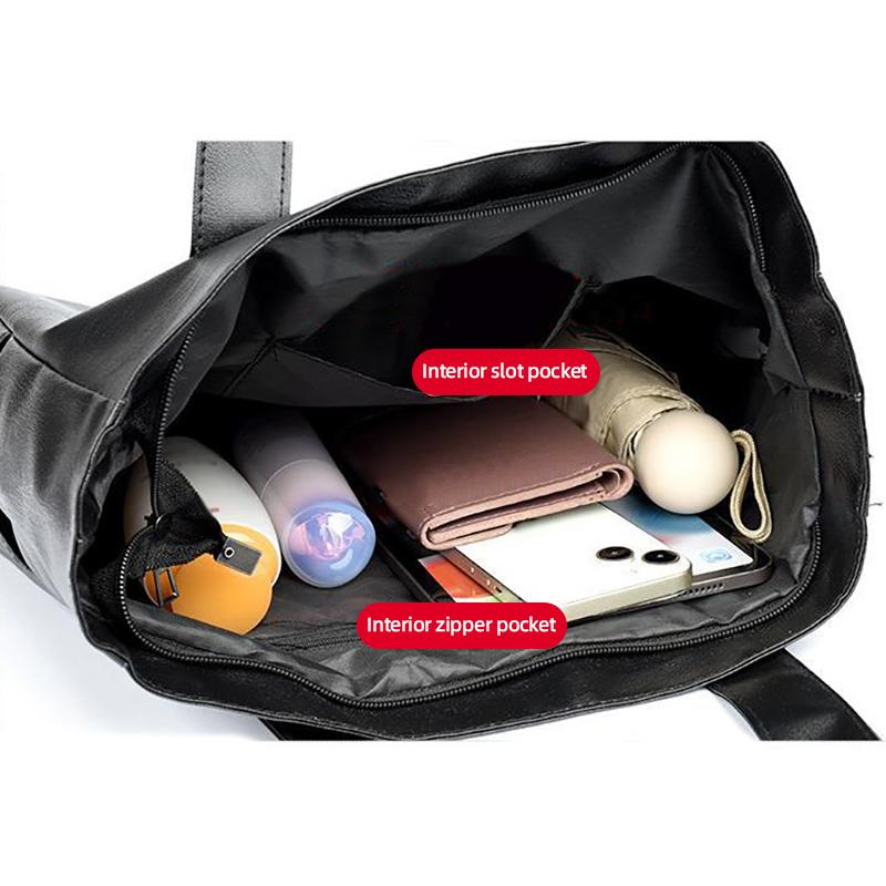 Retro Tragetasche aus weichem Leder Neue PU Handtasche mit hoher Kapazität für Pendler Europäischer und amerikanischer Trend Einfache und vielseitige Mode-Schultertasche