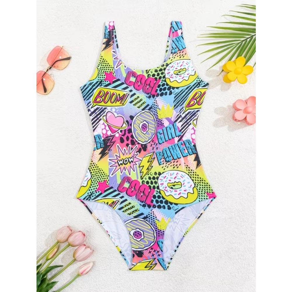 Girls One Piece Swimsuit Cute Cartoon Colorful Animal Print Sleeveless Swimwear Kids Summer Beach Bathing Suit