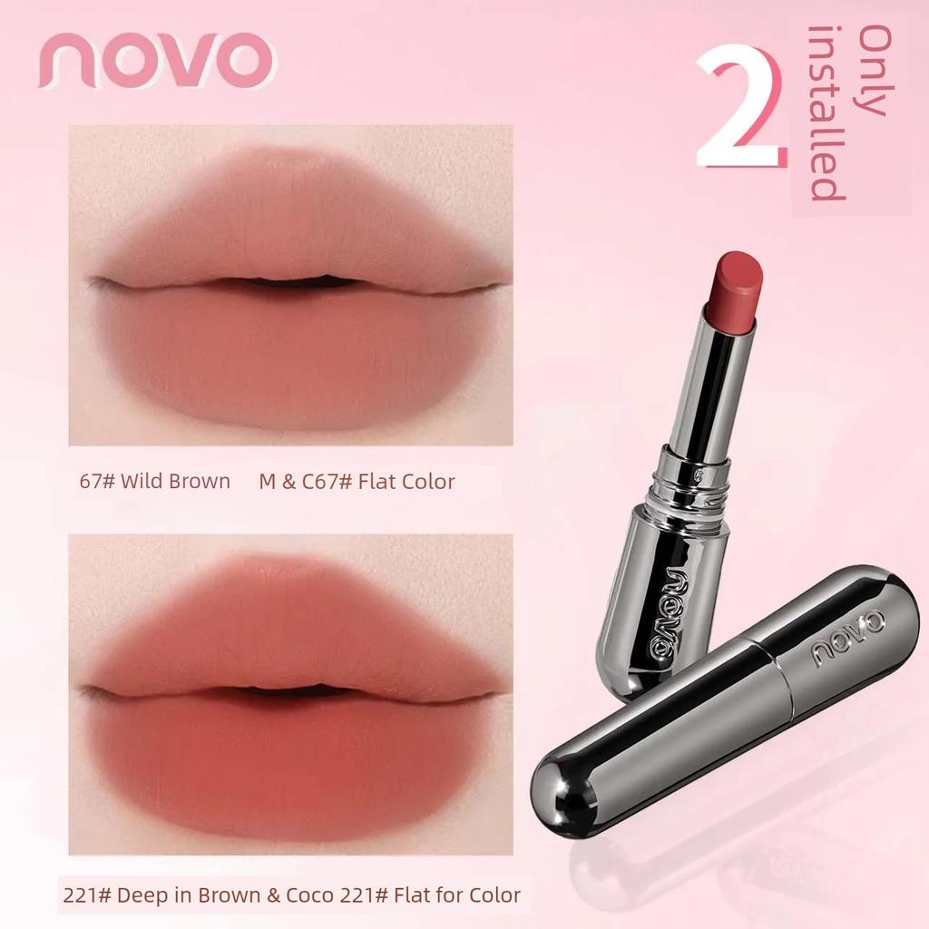 Novo Lipstick Female Waterproof Long Lasting and Does Not Fade No Stain on Cup Nude Color Series Moisturizing Matte White Lip Lacquer Genuine Goods