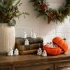 Halloween Table Decor Pumpkin Bucket with Mini Ghosts, Candy Bowl, Cute Ghost Decoration Set Figurines, Party Snack Holder for Farmhouse Home