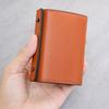 PU Leather Tri-fold Card Holder Ultra-Thin Design Coin Purse  Anti-theft Swiping