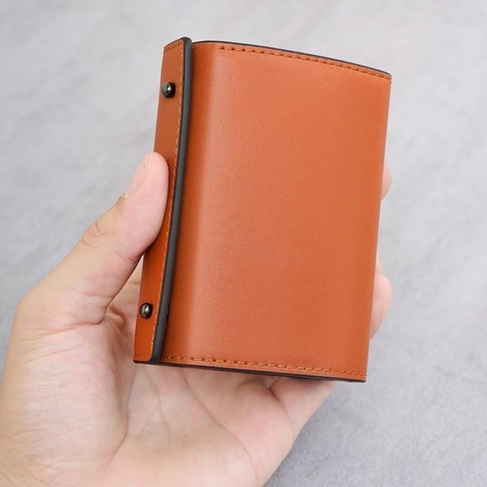 PU Leather Tri-fold Card Holder Ultra-Thin Design Coin Purse  Anti-theft Swiping