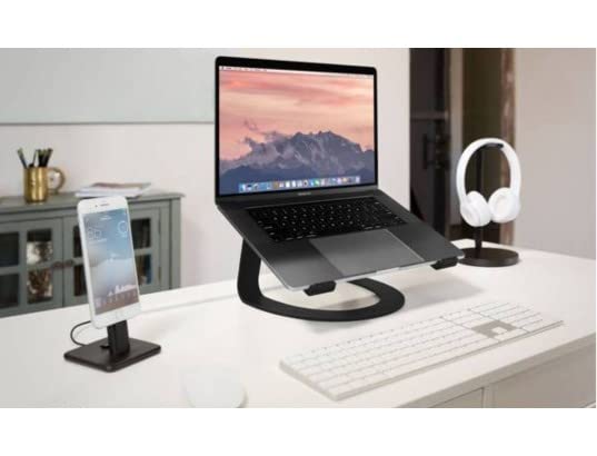 Twelve South Curve för MacBooks och bärbara datorer | Ergonomisk design. Utmärkt värmeavledande laptopställ för hemmabruk eller kontorsbruk. Svart
