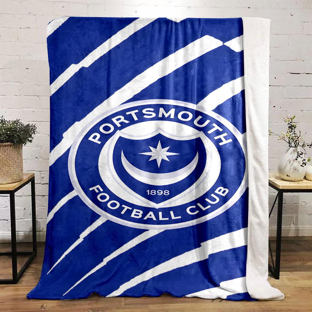 Portsmouth FC Crest Blanket Print Blanket Soft and Cozy Perfect for the Living Room Bed Sofa or a Nap,gift