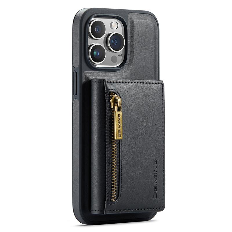 

DG.MING M5 Series For iPhone 15 Pro Case PU+PC+TPU Magnetic Wallet Phone Cover Black