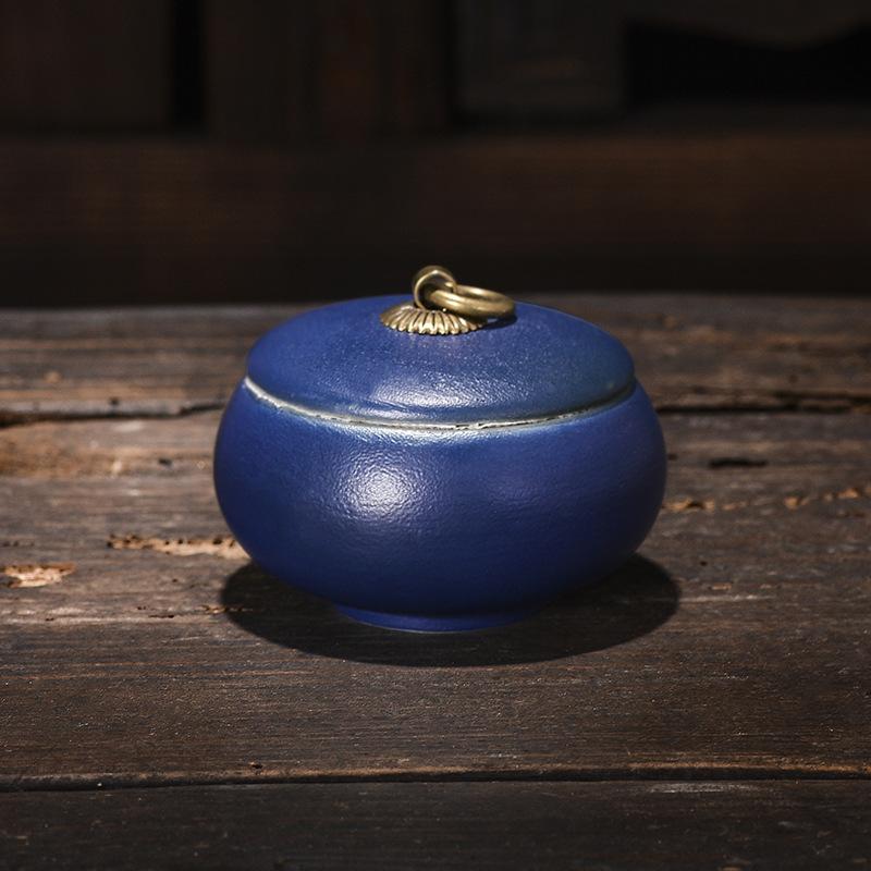 Creative Tea Jar Ceramic Coffee Food Sealed Jar Household Moisture-proof Storage Box Portable Travel Box Storage Container Home