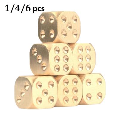 1/4/6 Pcs Brass Dice Pure Copper Solid Dice Nightclub Bar Multi Sided Acrylic Dice Creative Mahjong Polyhedral Dice Toy