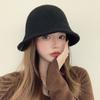 Women Solid Color Fisherman Hat Thin Fur Foldable Winter Bucket Basin Knitting Fleece Hat