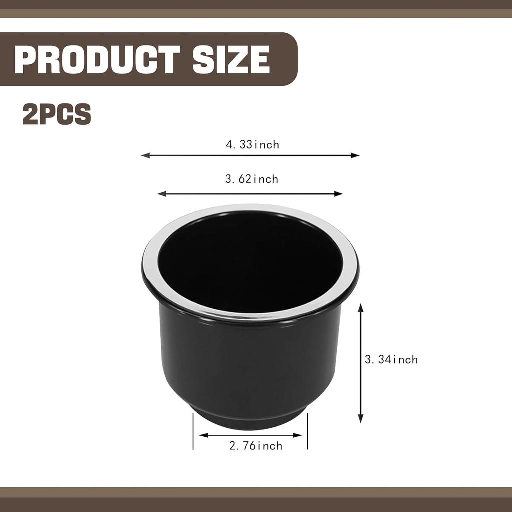 2 PCS Car Cup Holder Insert, Plastic Large Capacity Boat Cup Holders, Universal Cup Holder Replacement Accessories, Suitable for Most Cars, RV,