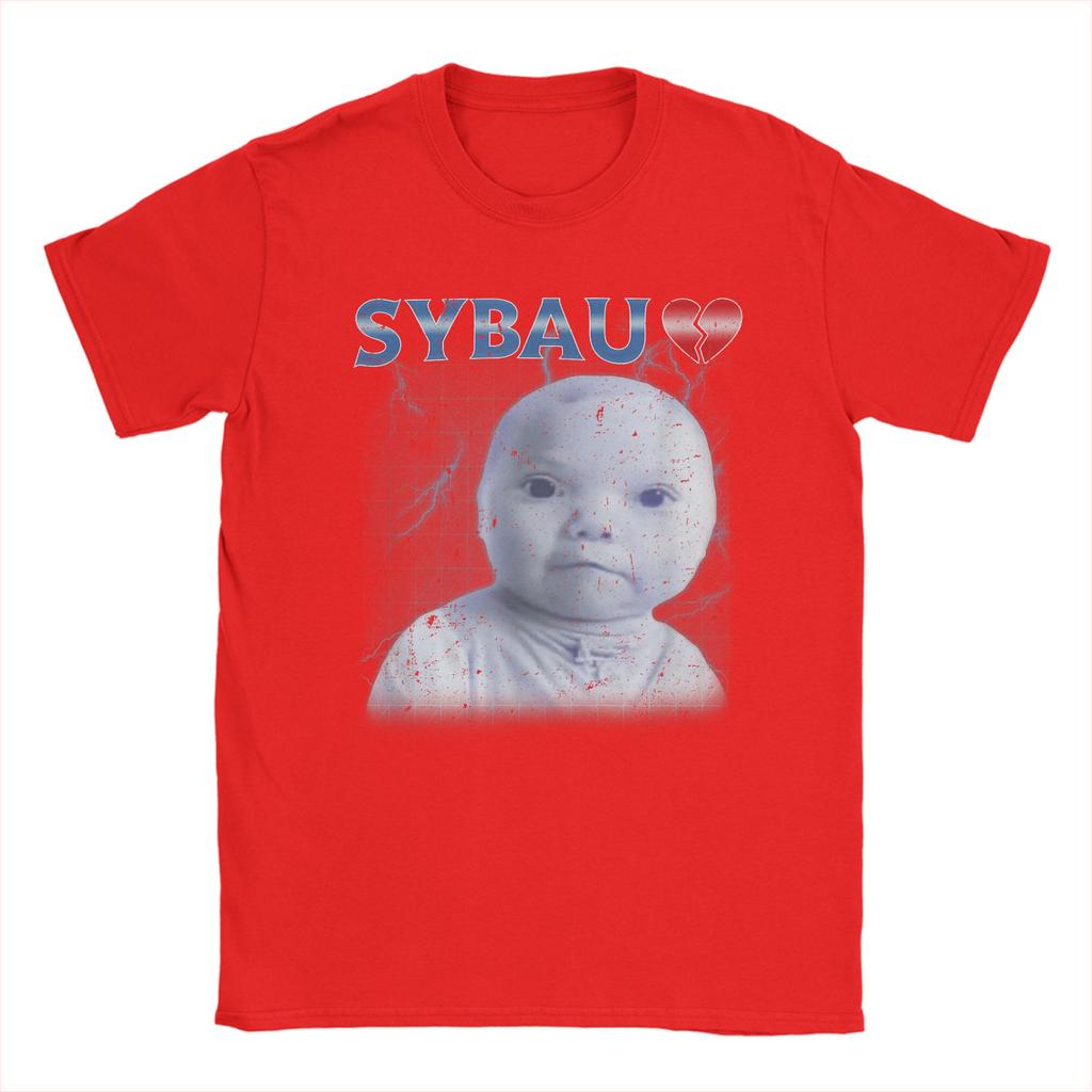 SYBAU Meme Niche Tuff AI Baby Holding Laugh T Shirt Cotton TShirts For Men Hip Hop Tee Shirt ShortSleeve Vintage Clothing