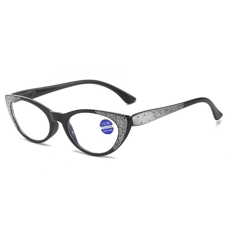 Neue Damen Katzenohr Strass Lesebrille - Modisch Hochauflösend Europäischer und Amerikanischer Stil
