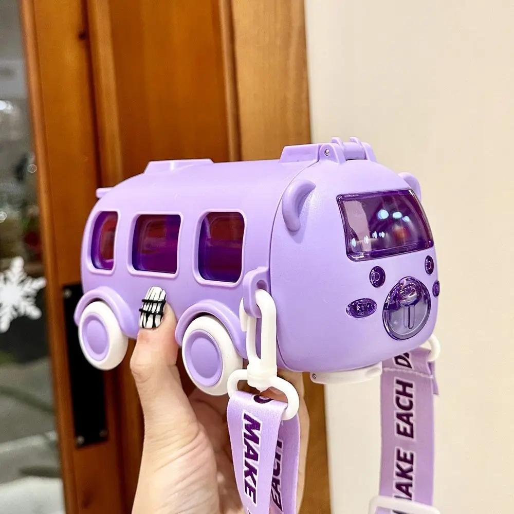 

1 шт. 500 мл мультяшный игрушечный автобус соломенная чашка большая емкость пластиковая кружка для летних напитков бутылки для воды детский чайник 0.25L фиолетовый